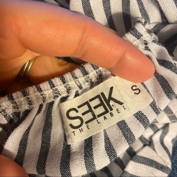 SEEK the LABEL Striped Cotton Romper blue Small - Picture 7 of 10